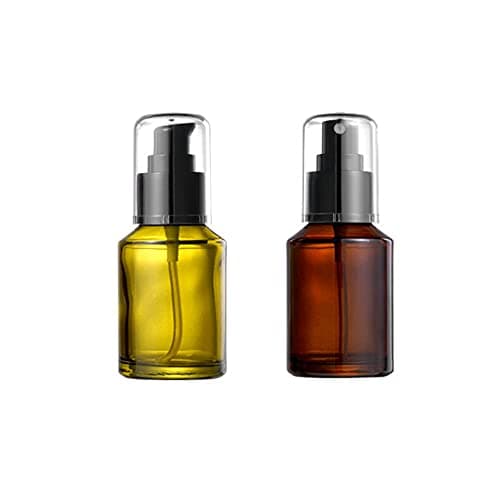 L-Lei 2PCS 60ml/2oz Glass Foundation Bottle & Spray Bottle,Refillable Travel Containe for Cosmetic Perfume Skincare Makeup Lotion, Green,brown