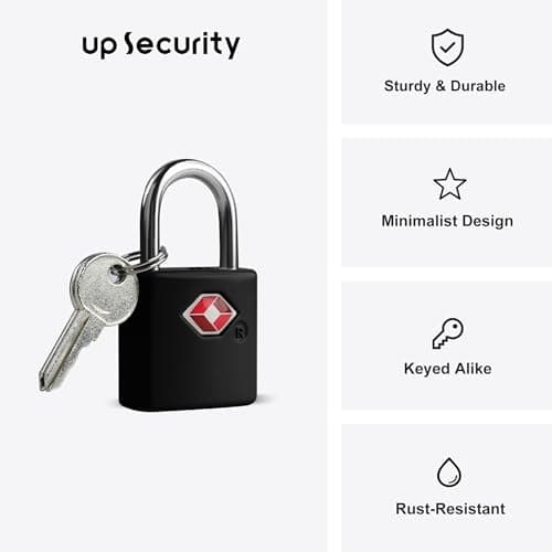 UP Security TSA Locks for Luggage with Keys, Luggage Locks TSA Approved 4 Pack, International Travel Essentials, Small Padlock with Key, Mini Padlock for Suitcase, Backpack — view 2