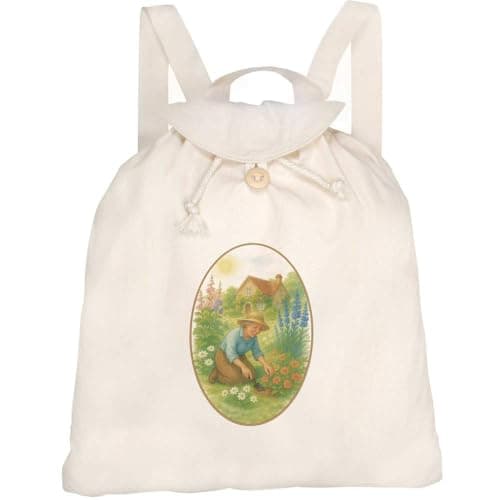 Azeeda 'Gardening Grandma Cottage' Canvas Rucksack/Backpack (RK00041183)
