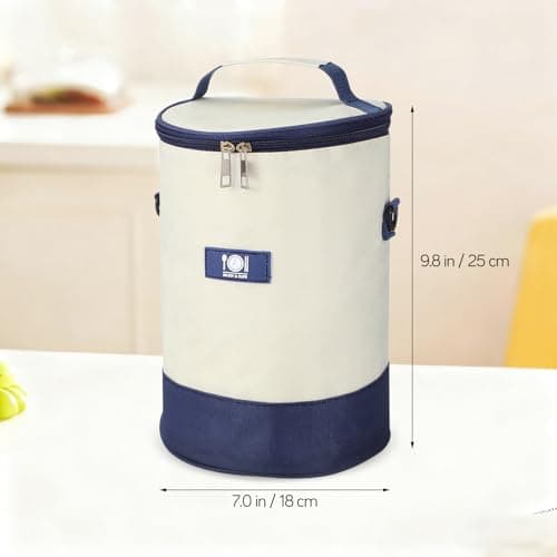 LIFKOME Insulated Lunch Bag Round Shape with Aluminum Foil and EPE Foam Thermal Insulation for Students and Work Travel Hiking 9.84X7.09X7.09In — view 2