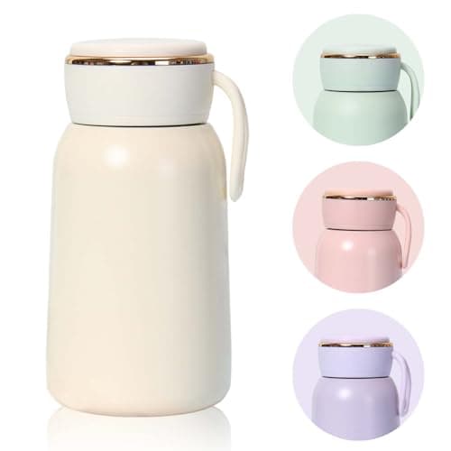 YiZhou Small Flask 300ml(10oz) | Insulated Travel Mug | Mini Flask for Hot Drinks | Leakproof & Portable Pocket Cup for Commutes, Office, Travel, Keeps 6 Hours Hot/Cold (White)