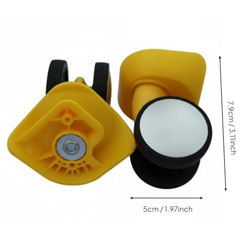 MEYZJRC Luggage Wheels Pair Replacement Caster Suitcase Double Swivel Accessory Universal Compatibility Smooth Rolling Suitable for Travel Maintenance, Yellow — view 4