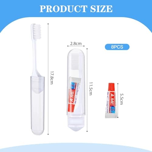 Bettinay 8 PCS Travel Toothbrush and Toothpaste Set, Portable Folding Soft Toothbrushes and Mini Toothpaste Kit — view 2