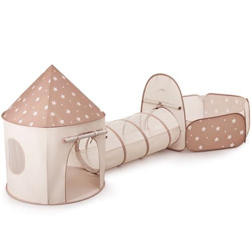 Sumbababy Kids Play Tent with Tunnel: 3-in-1 Pop up Play House Forts Indoor with Ball Pits(Excluding Balls) for Toddlers to Crawl Through with Storage Bag - Baby Toys Playhouse Tent for Birthday Gifts