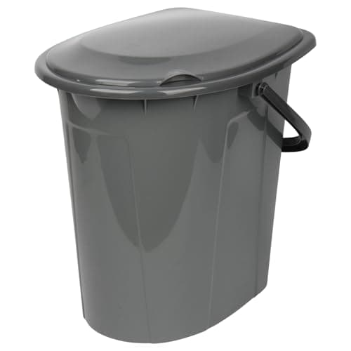 24L Portable Camping Toilet – Bucket-Style Loo with Hinged Seat & Lid, Lightweight & Sturdy, 41×35 cm • Height 42.5 cm – Ideal for Tents, Vans, Festivals, Garden/Renovation Backup (Anthracite) — view 3