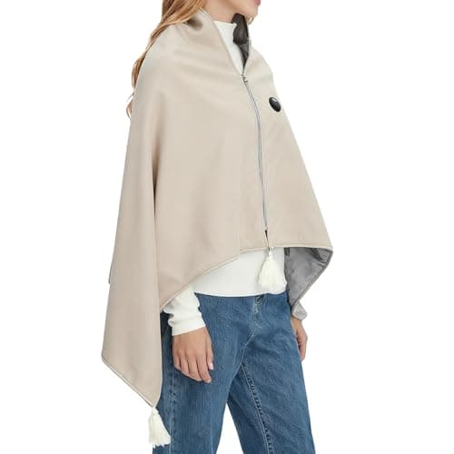 USB Heated Shawl Blanket | Wearable & Washable Electric Throw with 3 Heat Levels | 140x80cm Portable Heating Wrap for Office, Sofa, Travel & Home Use | Auto Shut-Off Due to High Temperature — view 3