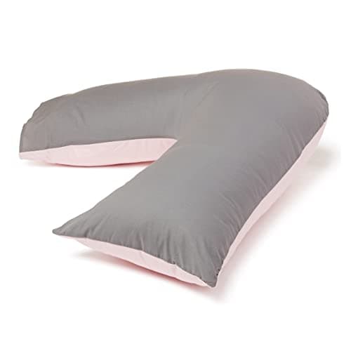 C Stores Large V Pillow with 2 Tone Pillowcase Extra Filled Cushioning Support for Head, Neck & Back – Non Allergenic (V Pillow with 2 Tone PINK/GREY Cover) — view 2