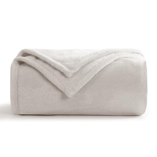 Aisbo Beige Throws Blanket for Sofas - Single Fluffy Blanket Bed Throw Fleece, Warm Soft Flannel Blanket for Couch, 130x150cm