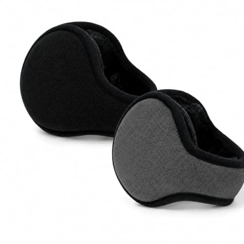 NWDEY 2 Pack Winter Warmers Ear Muffs for Women and Men，Black*Dark Grey