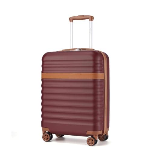 Kono 55x40x20cm Cabin Suitcase 20 Inch Carry On Luggage (Burgundy/Brown)