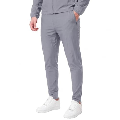 Spindle Men’s 2-Pack Premium Performance Tracksuit Twinset – Tech Bi-Stretch Athletic Hooded Jacket & Jogger Pants Sweatshirt Bundle, Breathable Cotton Poly Training Gym Sweatsuit Set (Grey) — view 4