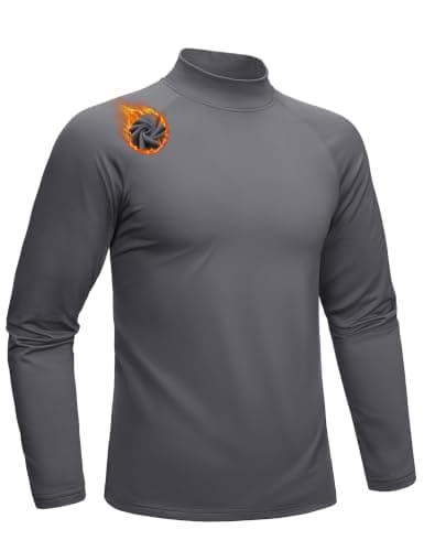 MAGCOMSEN Men's Thermal Underwear Turtleneck Fall Base Layer Dark Grey, L