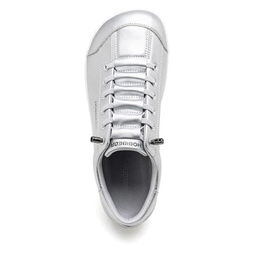 HOBIBEAR Womens Mens Wide Minimalist Barefoot Fashion Trainers Zero Drop Shoes Silver — view 3