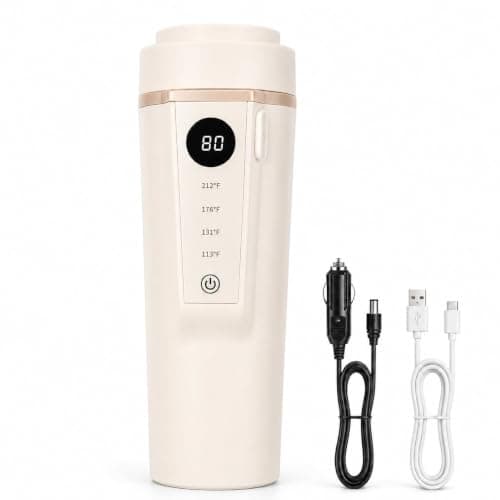 Car Travel Electric Kettle,400ml Heating Mug,12V-24V,316 Stainless Liner