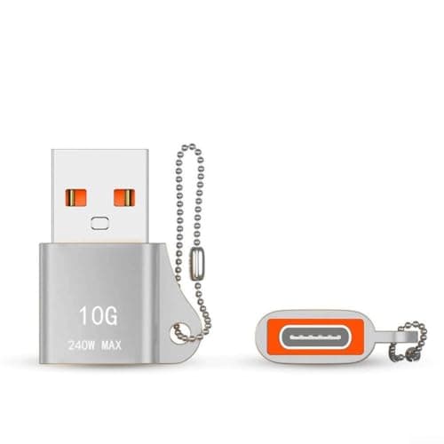 Keychain USB C Adapter for Car Charger Travel(Silver)