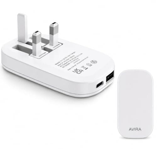 Ultra Slim 30W USB C Plug UK,Foldable Pins,GaN Fast Charger, Dual Port USB-A + USB-C, USB-C PD 3.0 PPS 30W, USB-A QC 3.0 Compact Travel Charger for iPhone, iPad, Samsung, Laptop, Nintendo Switch