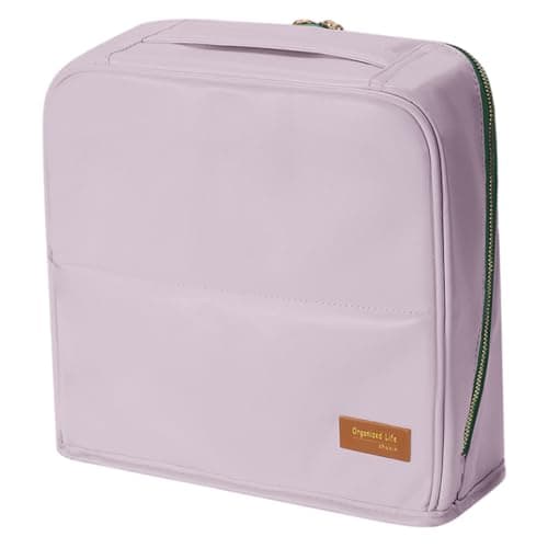 Stand Up Makeup Bag Large Capacity, Standing Makeup Bag with Multiple Compartments for Travel PU Leather Vertical Make up Organizer(Purple)