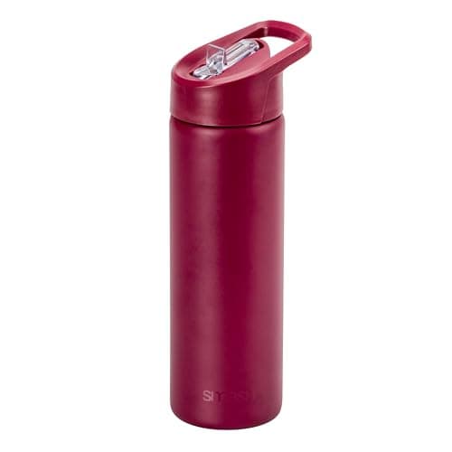 Smash Stainless Steel Water Bottle with Flip Top Lid and Straw - Merlot 750ml — view 2