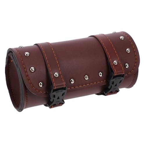 Cabilock Brown Pu Leather Motorcycle Side Bag Tool Organizer
