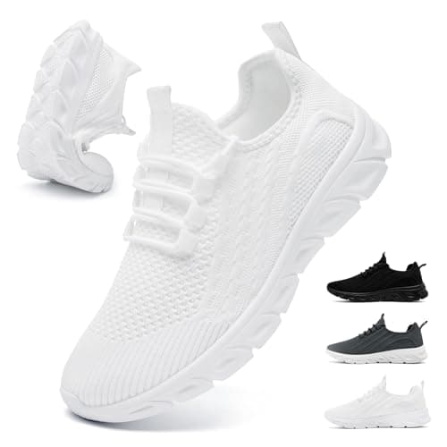 Mens Trainers Running Gym Tennis Casual Walking Trainers White Sneakers 8