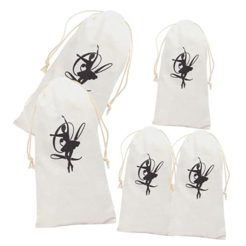 BIUDECO 5pcs Canvas Ballet Shoe Storage Bags Drawstring Design Lightweight Odor-Free Dance Shoe Carrying Bags for Boys and Girls Travel Organiser