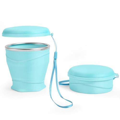 luvtree Light Blue Collapsible Silicone Travel Cup,8.8oz (260ml) BPA-Free