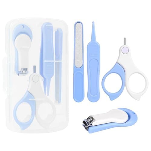Vicloon Baby Nail Kit, 4-in-1 Baby Nail Care Set, Baby Nail Care Tool, Baby Nail Care Set Manicure Set Includes Baby Scissors, Nail Clippers, Baby Nail File and Tweezer for Newborn Infant Toddler