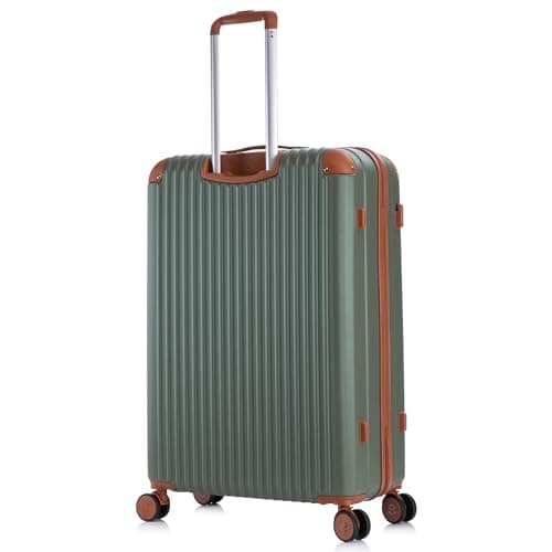 Rocklands London Suitcase Large 28 Inch Hard Shell Lightweight Checked Luggage with 360° Rubber Spinner Wheels Durable Travel Case Telescopic Handle, TSA Lock, Green — view 2