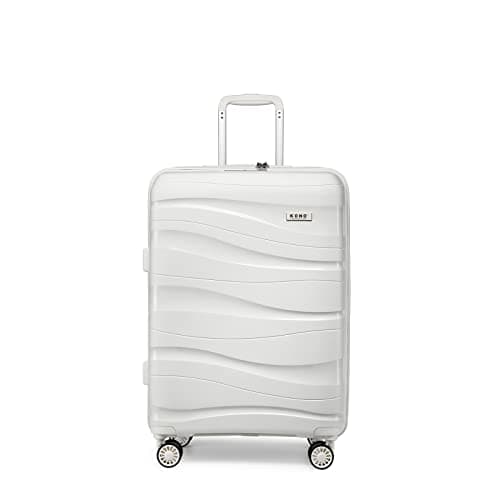Kono Medium Luggage Suitcase with 4 Wheels 24” Lightweight Polypropylene Hard Shell Suitcase with TSA Lock (White)