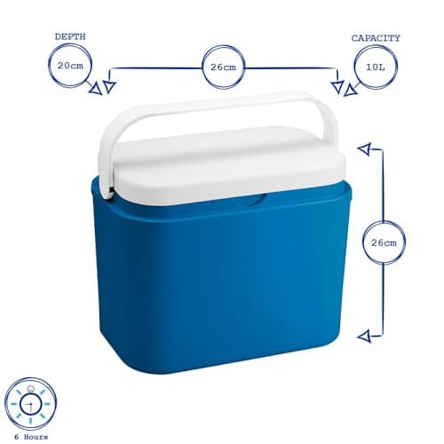Harbour Housewares 10L Cool Box – Blue Portable Insulated Cooler, Small Ice Chest for Camping, Picnic, Beach, Fishing & Travel, Food & Drink Storage, Car Coolbox for Cans & Snacks — view 5