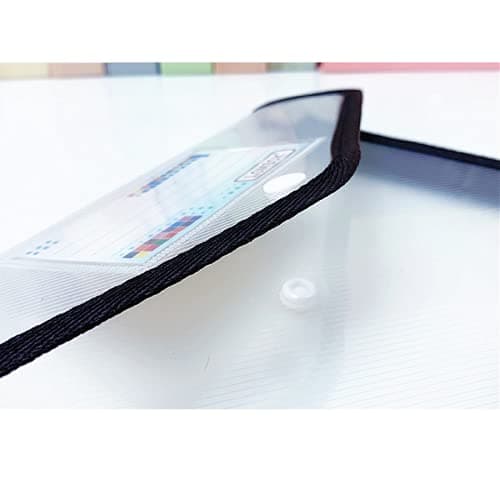 A4 Plastic Wallet, Popper Wallet Plastic Document Folder Premium Pockets, Clear Plastic File Folders Holder Organizer, with Snap Closure and Card Slot for School Home Work Office, Waterproof — view 5