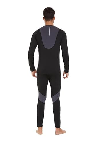 AMZSPORT Mens Thermal Base Layer Set Warm Fleece Lined Winter Underwear Breathable Long Johns Compression Long Sleeve Top & Bottom Black S — view 3
