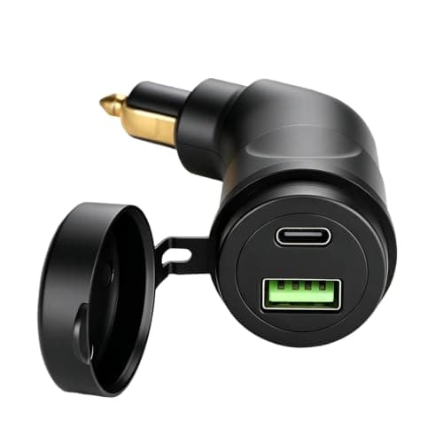 Motorcycle DIN USB Power Adapter, 12V Socket Converter with Cover, Plug-in Device Access for Road Travel Utility Din Usb Adapter Motorcycle Socket Converter Covered Port Plug in Road Device Power