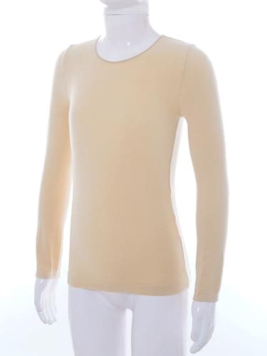 Loodgao Kids Girls Round Neck Thermal Tshirt Solid Color Basic Warm Underwear Tops Long Sleeve Athletic Dance Undershirts Type A Nude 2-4 Years — view 2