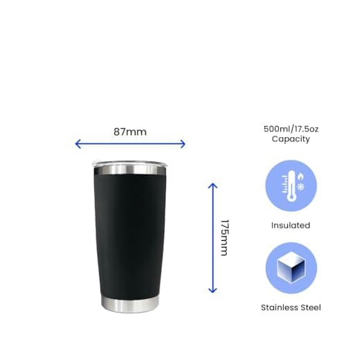 Engraved Travel Cup, Personalised Prescription for Coffee Design, 500ml or 17.5oz Capacity, Gift Boxed, Funny Gift, Black Insulated Coffee Cup — view 5