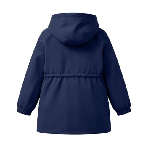 Navy Girls Waterproof Jacket Windproof Hooded Raincoat Outdoor 9 Years — view 5