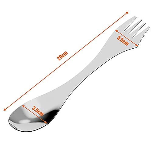 Vdealen Stainless Steel Spork's Extremely Strong Set, Fork & Knife Combo Utensil for Camping, 3-Pack, Curve with Serrated Edge On Fork — view 2