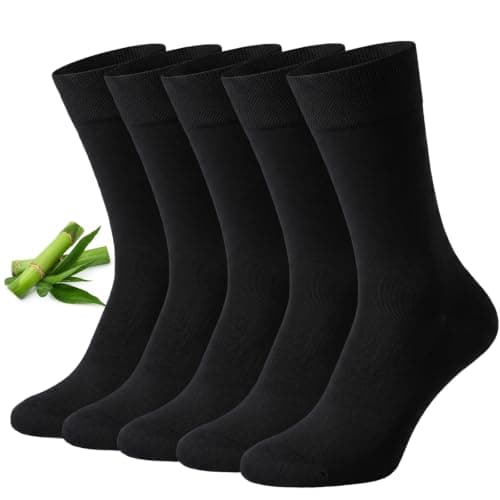 VoJoPi 5 Pack Mens Bamboo Socks, Thin Breathable Dress Crew Socks, UK 6-9