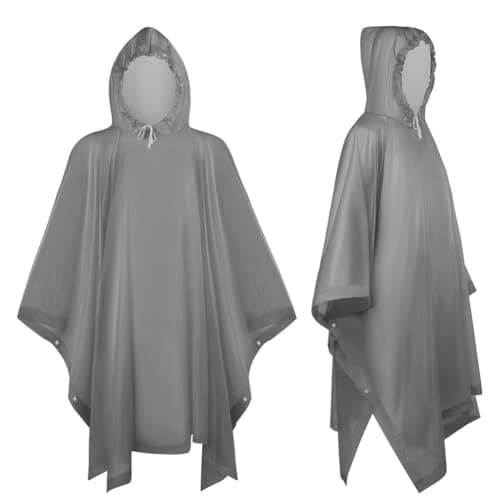 OSDUE 2 Pack Portable Raincoat, Rain Poncho Waterproof with Hoods and Sleeves, Reusable Rain Resistant Poncho for Camping, Emergency Situations, Travel (Gray) — view 2