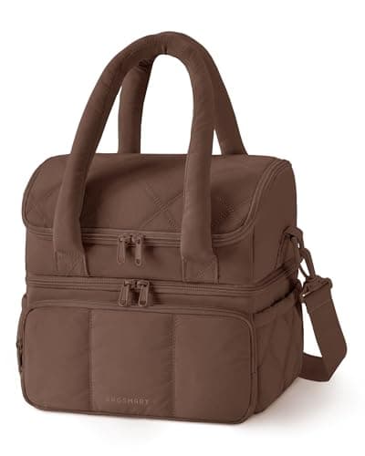 bagsmart Insulated Lunch Bags for Women, 6.7L Portable Lunch Box with Shoulder Strap Reusable Cooler Bag, Puffy Thermal Lunch Tote for Work/School/Picnic/Travel