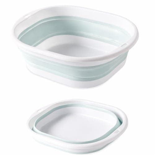 Lafefe Thickened Collapsible Washing Up Bowl, Portable Folding Wash Basin with Handles, Space Saving Camping Sink Multipurpose for Camping, Caravan, Kitchen & Travel(Blue, 5L)