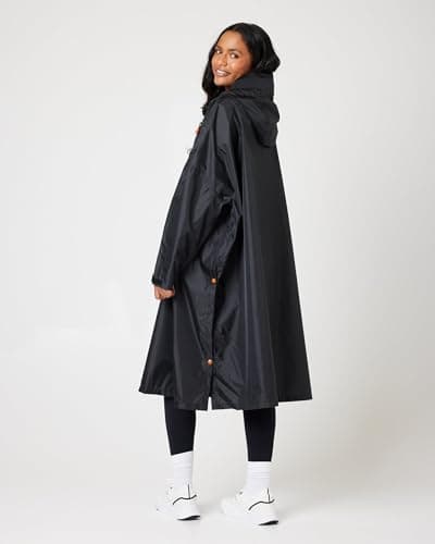 Snuggz Adult Black Unisex Rain Poncho - One Size, Lightweight, Packable Hooded Rain Coat Waterproof Poncho for Travel & Outdoor Use, Wind-Resistant Rain Poncho for Everyday Wear — view 2