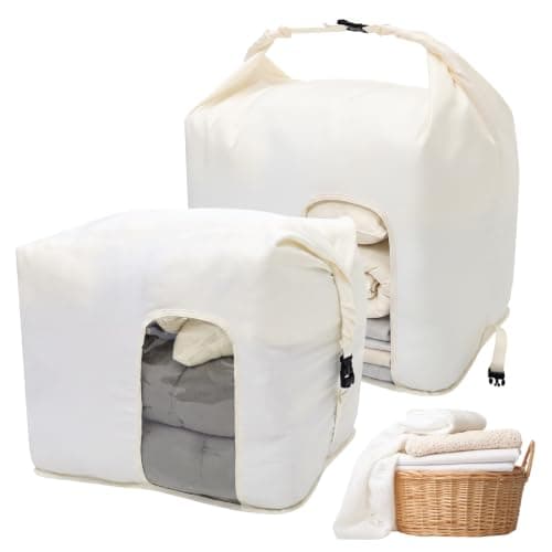2Pcs Roll Top Compression Storage Bags, 130L Polyester Fabric Clear Window