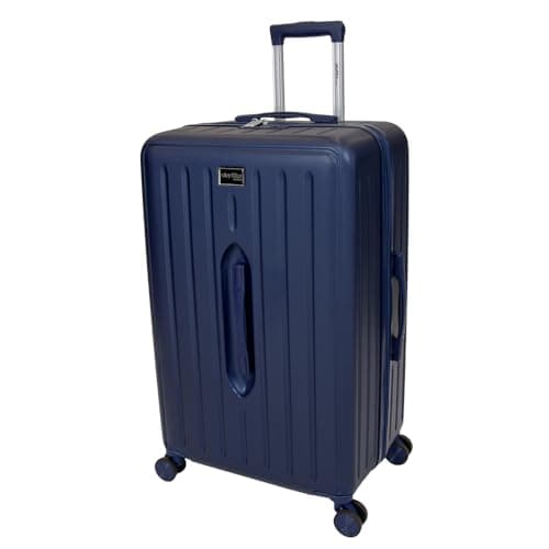 SKYFLITE Modern Large Trunk, 76cm, ABS Hardshell, Silver/Charcoal, TSA Lock, 90L Capacity (Navy)