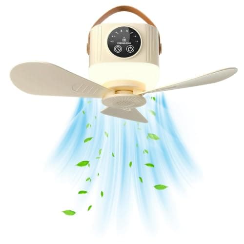 Portable Camping Fan, 7200 mAh Tent Fans with LED Light, Remote Control