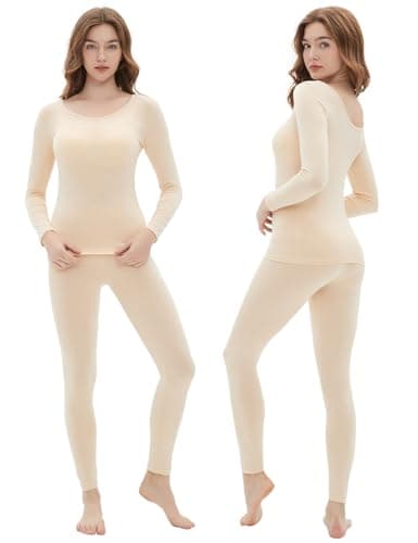 Vinconie Women Warm Knitted Thermal Tights Long Winter Leggings Ski Shirt, S, 1 Pack Beige — view 2