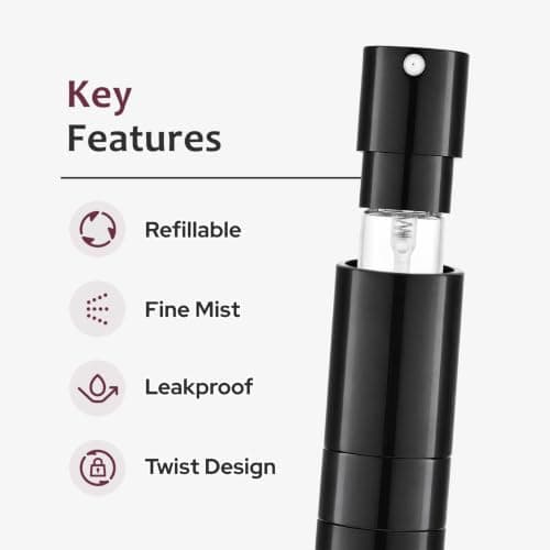 Toureal Travel Perfume Atomiser Refillable, 8ml Atomiser Spray Bottle,Black — view 5