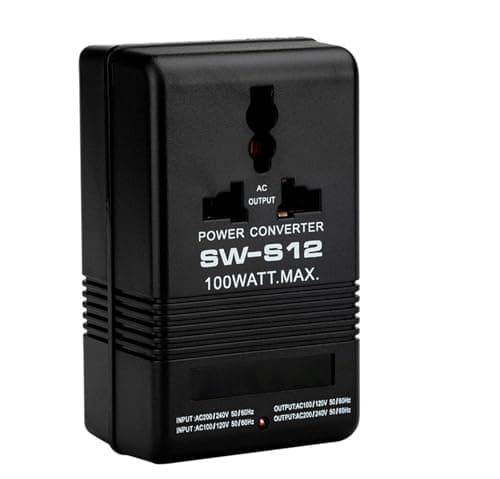 110V to 220V Step Up & Down Power Voltage Converter Watt Transformer for Travel (Black, 100W)