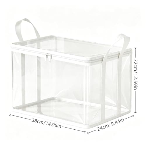 Yrrtyuo Clear Zippered Storage Bags - 4-Piece Foldable Waterproof Reusable Bins,Clear Packing Bags Storage Bins with Lids,for Under Bed Pantry Home Clothing Toy Shoe Blanket — view 5