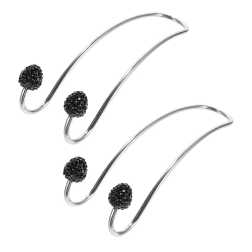 2pcs Car Back Seat Hanging Hooks Set Stainless Steel Rhinestone Black